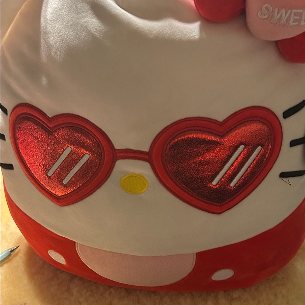 Squishmallows Red and White Heart Sunglasses Plush
